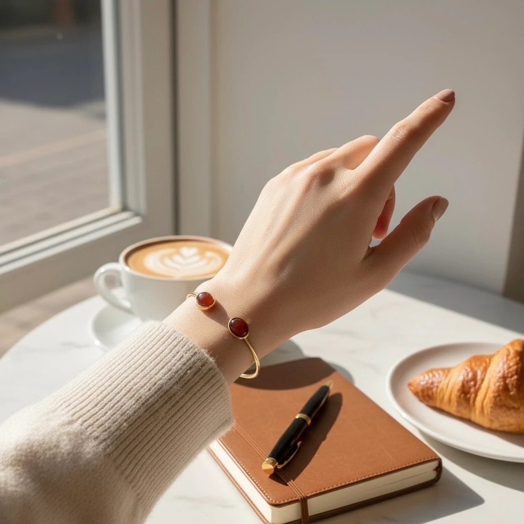 Pirinç Oval Doğal Taşlı Bileklik