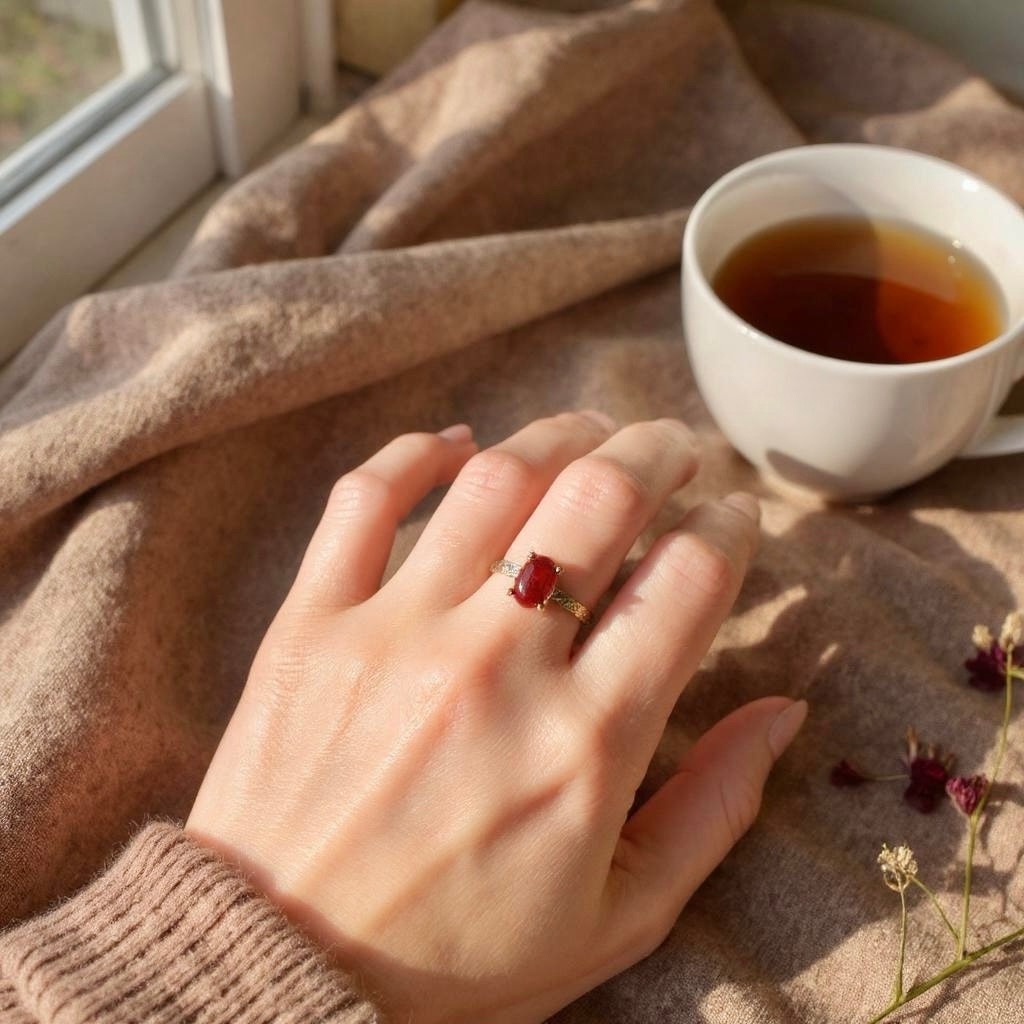 Bade Bakır Doğal Taşlı Ayarlamalı Yüzük