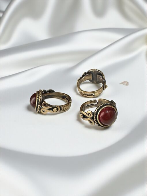 Antik Bakır Doğal Taşlı Yüzük Ayarlamalı