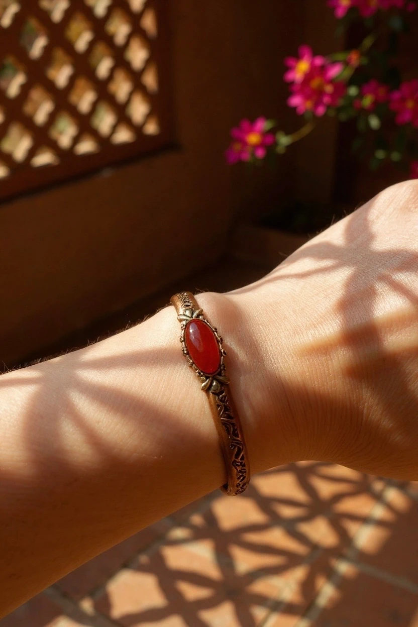 Nostalji Bakır Doğal Taşlı Ayarlamalı Bileklikler
