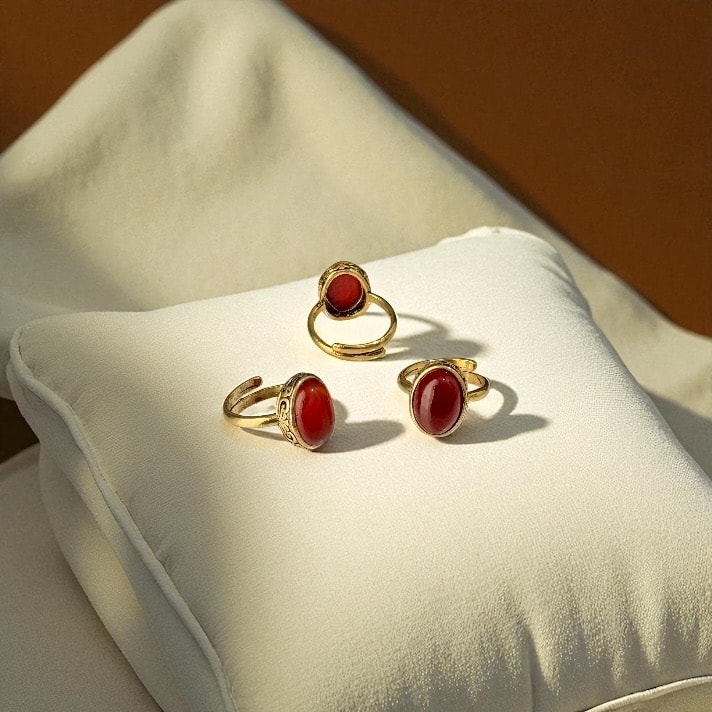 Ahu Bakır Doğal Taşı Yüzük Ayarlamalı