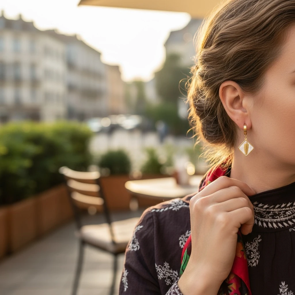 Çelik Sedef Taşlı Küpe