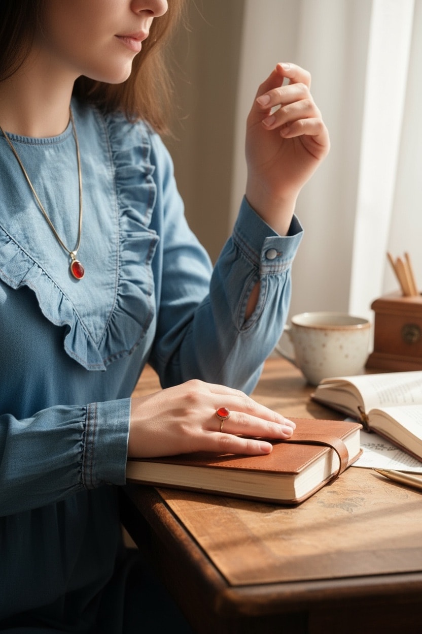 2’li Çelik Akik Taşı Kolye 45 cm &  Bakır Akik Taşı Yüzük Ayarlamalı