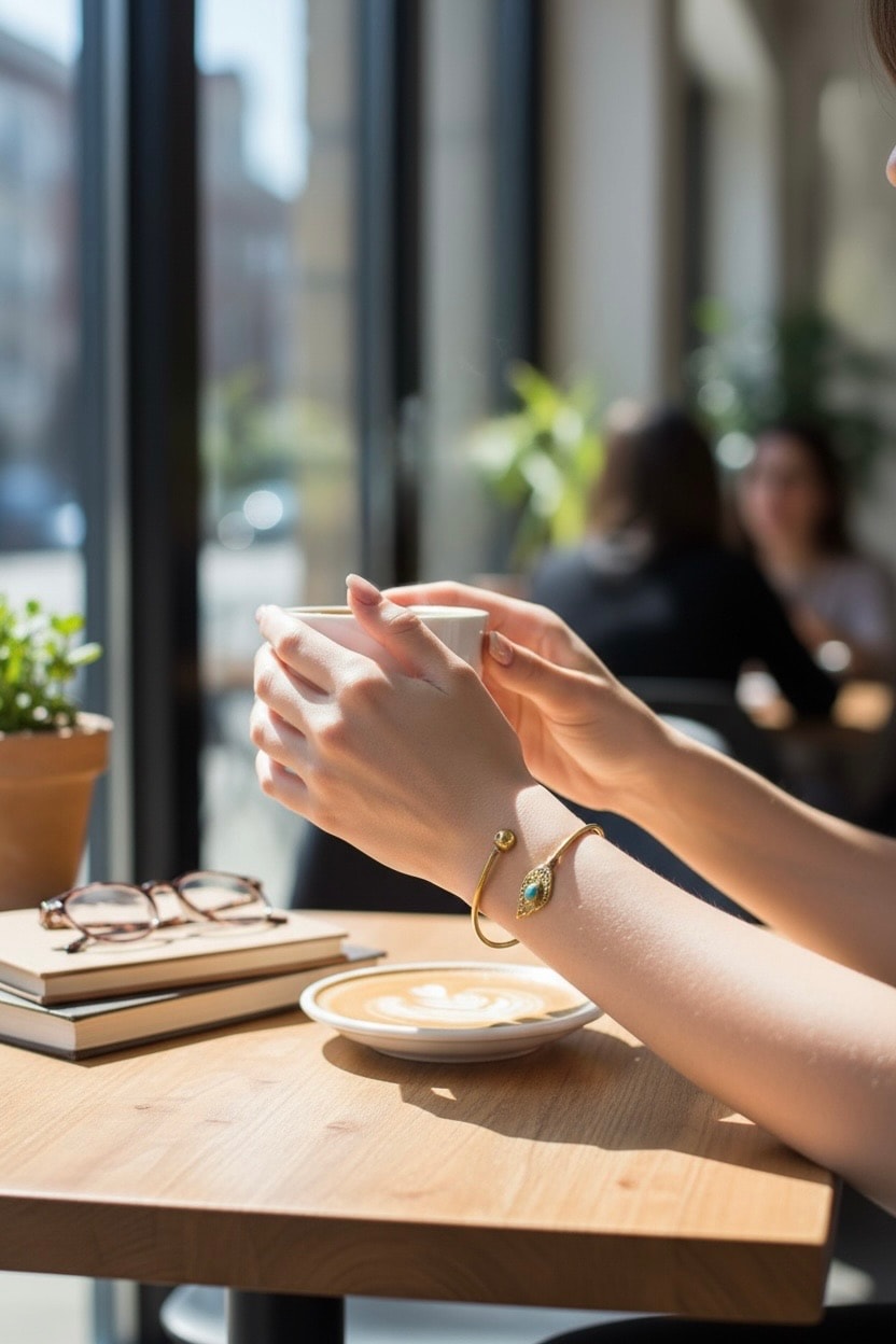 Pirinç Turkuaz Taşlı Bileklik Ayarlamalı