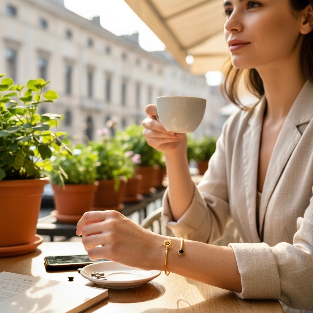 Pirinç Doğal Taşlı Bileklik Ayarlamalı 
