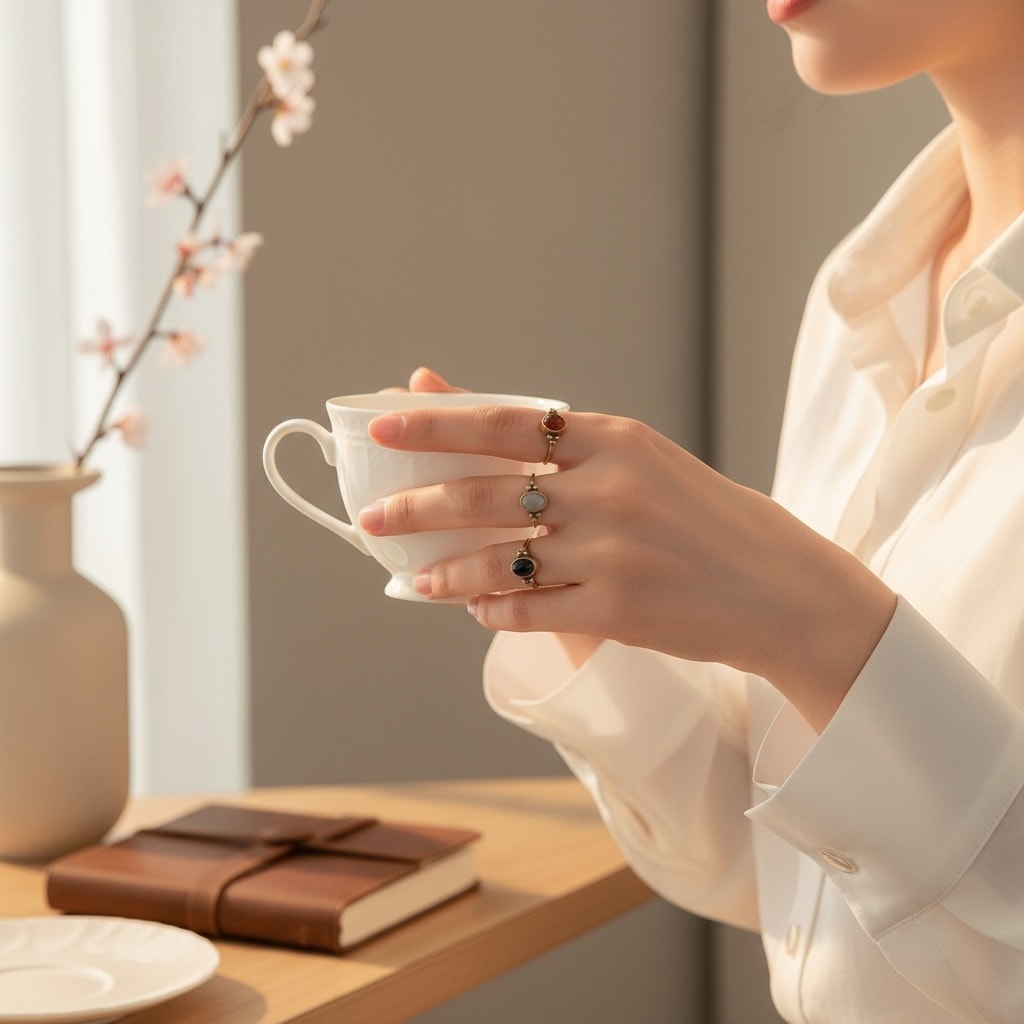 3'lü Bakır Doğal Taşlı Yüzük