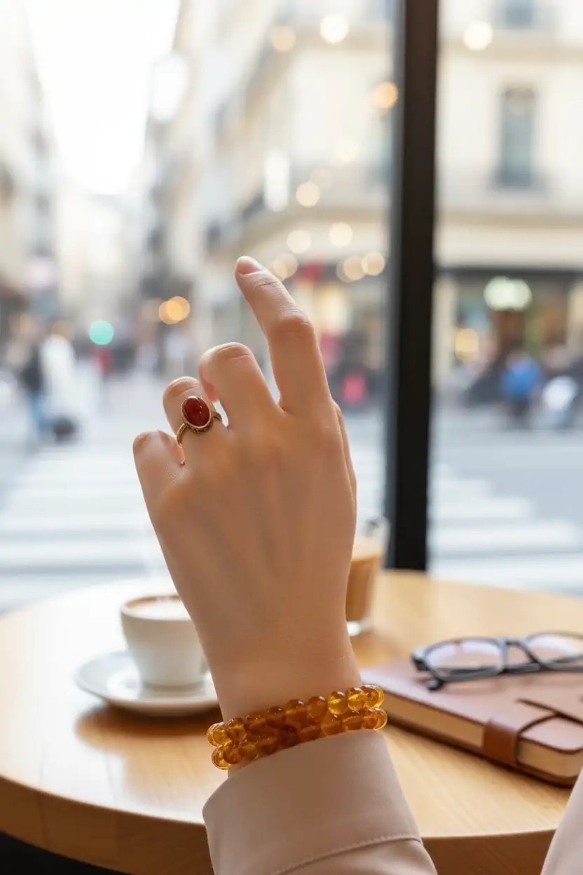 Ahu Bakır Doğal Taşı Yüzük Ayarlamalı
