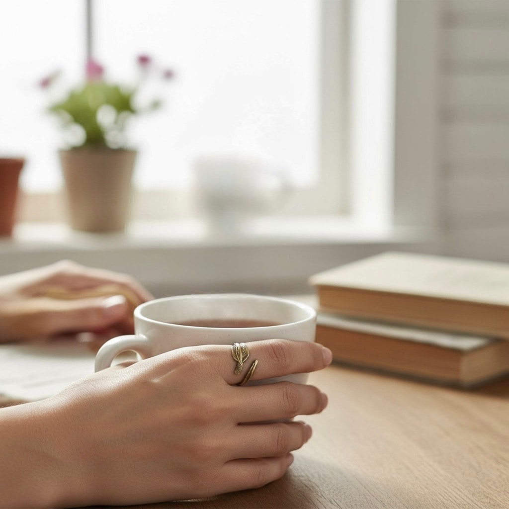 Pirinç Yapraklı Yüzük Ayarlamalı