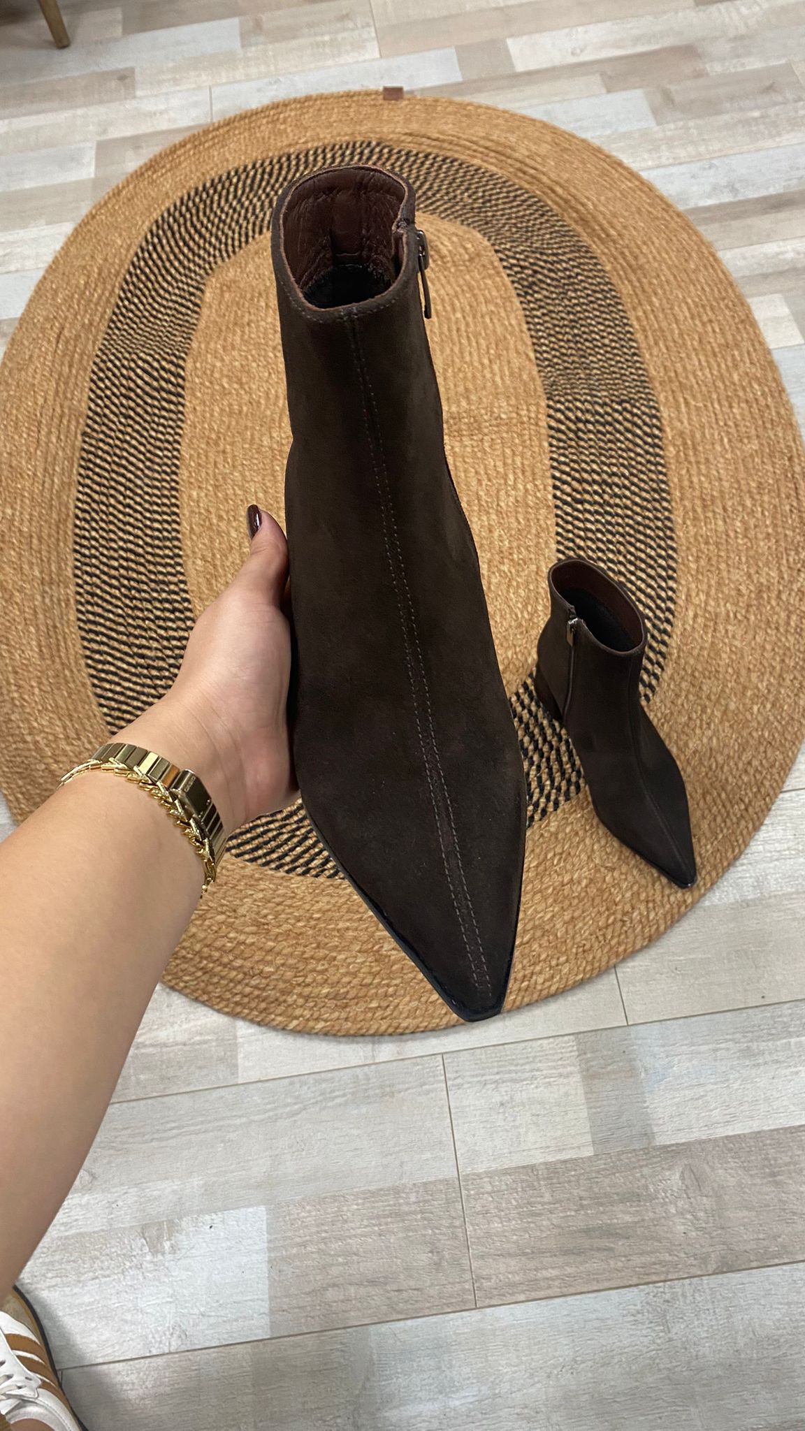 Mexico Kadın Hakiki Deri Sivri Burun Kalın Topuk Bot