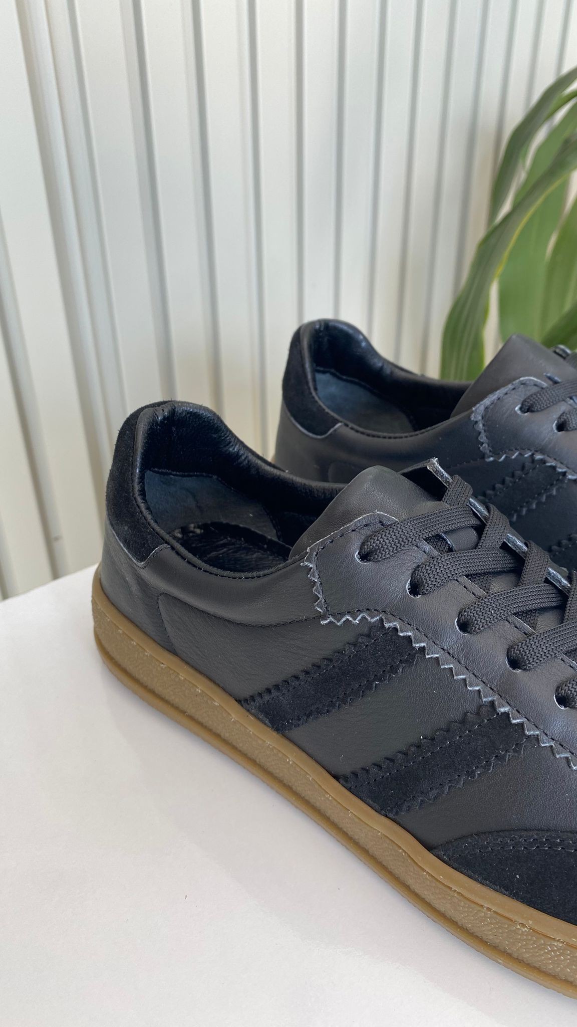 OSLO iç-dış hakiki deri Siyah Unisex Sneaker Ayakkabı