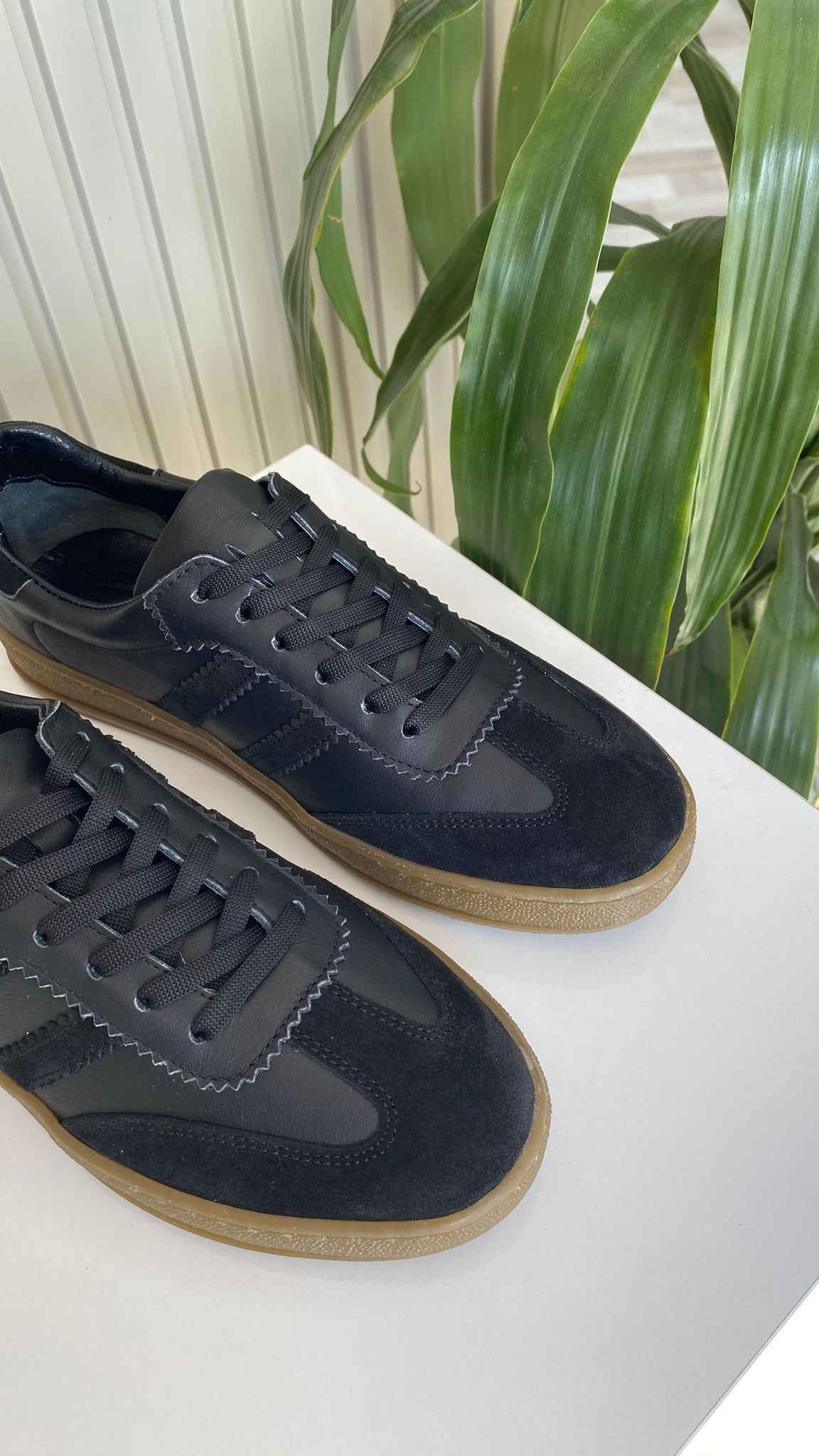OSLO iç-dış hakiki deri Siyah Unisex Sneaker Ayakkabı