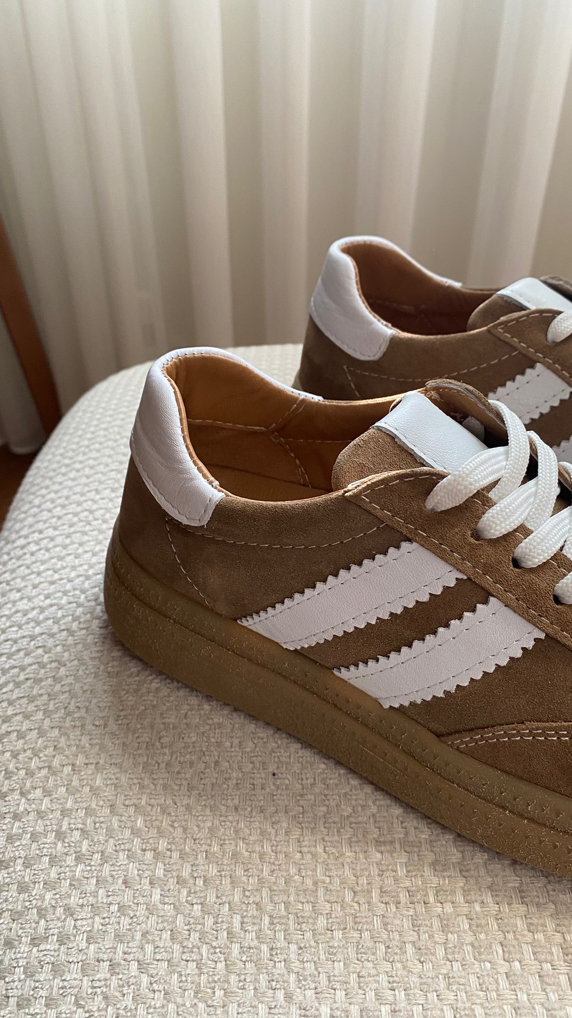 Esta Bej-Kahverengi Hakiki deri Kadın sneaker