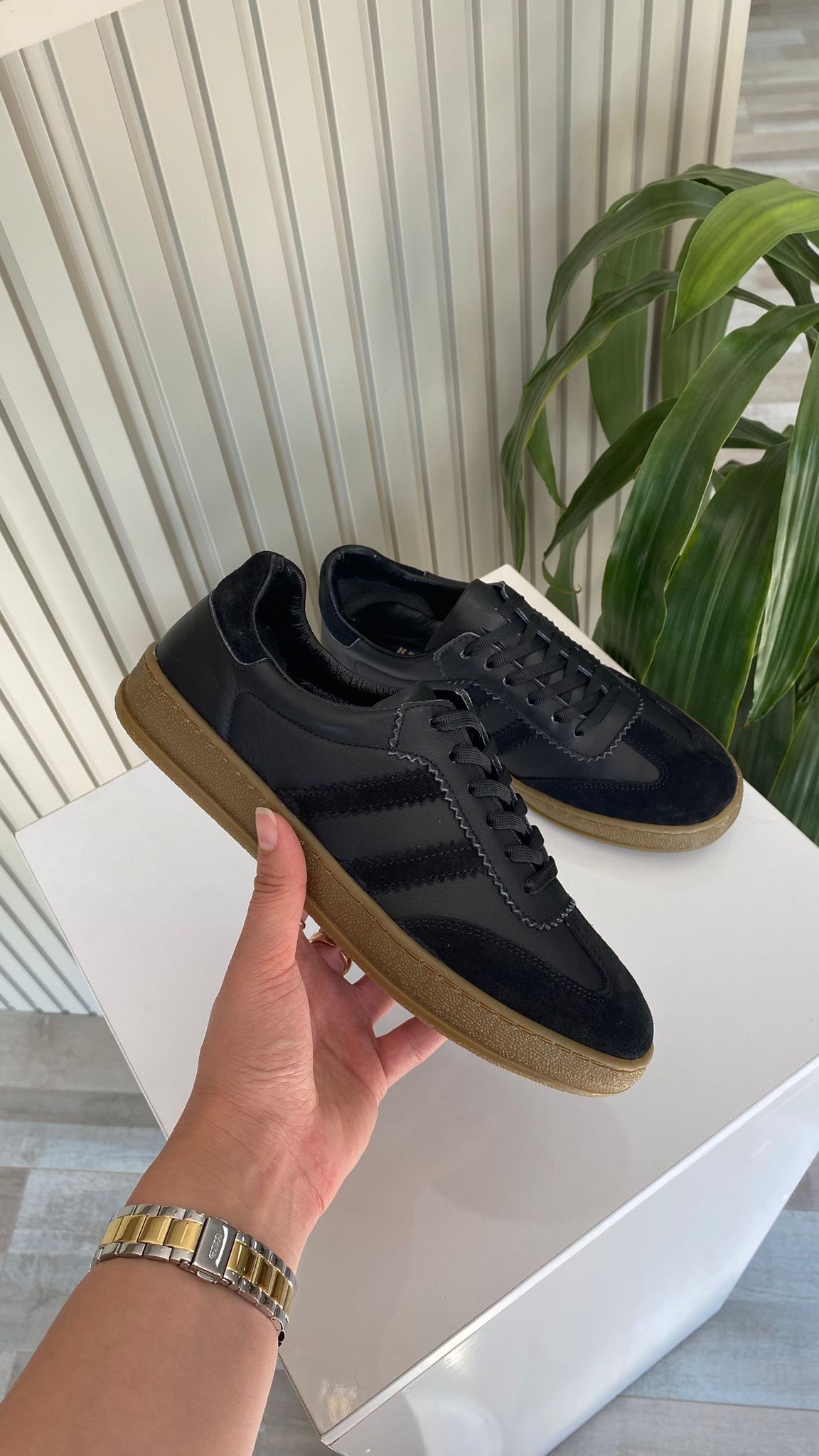 OSLO iç-dış hakiki deri Siyah Unisex Sneaker Ayakkabı