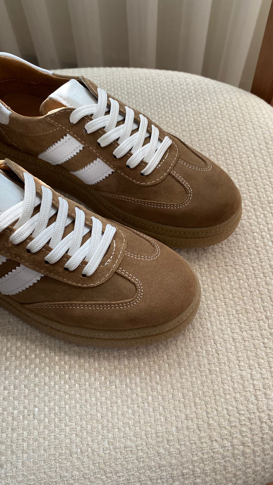 Esta Bej-Kahverengi Hakiki deri Kadın sneaker