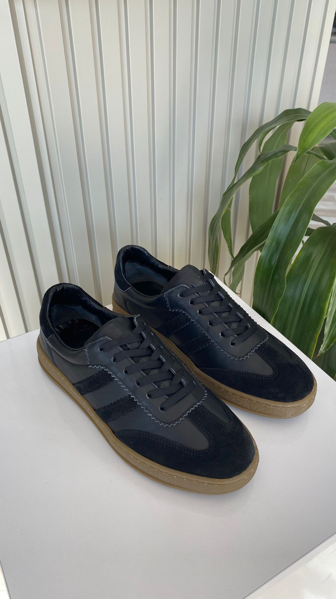 OSLO iç-dış hakiki deri Siyah Unisex Sneaker Ayakkabı