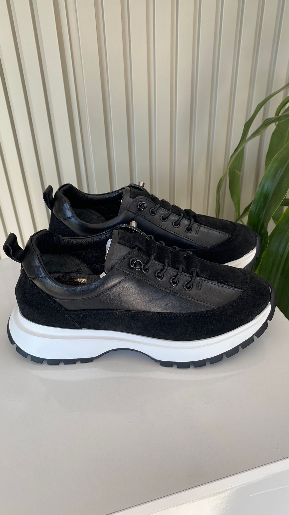 SOHO İç-dış hakiki deri Lastik bağcıklı Siyah Kadın Sneaker Ayakkabı