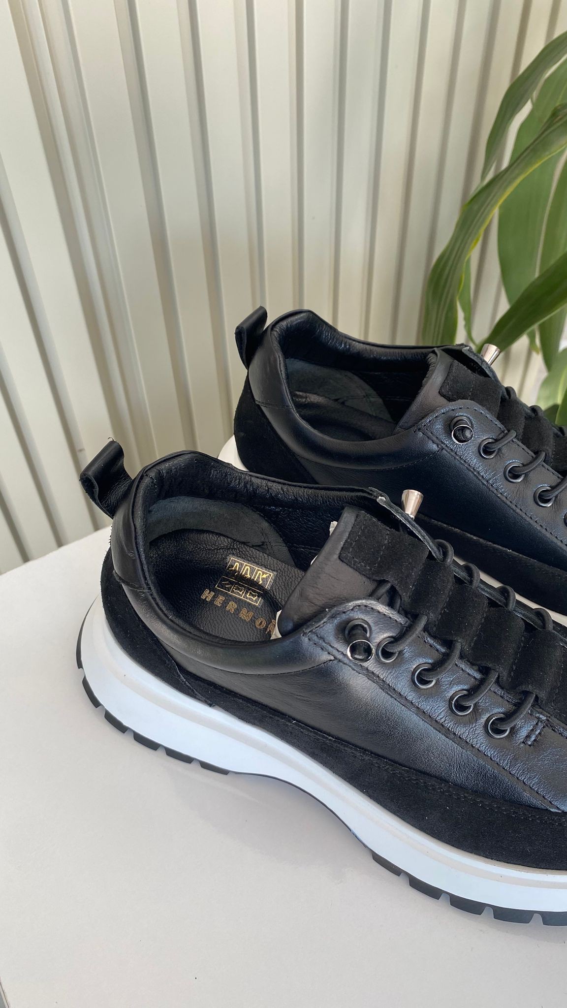 SOHO İç-dış hakiki deri Lastik bağcıklı Siyah Kadın Sneaker Ayakkabı