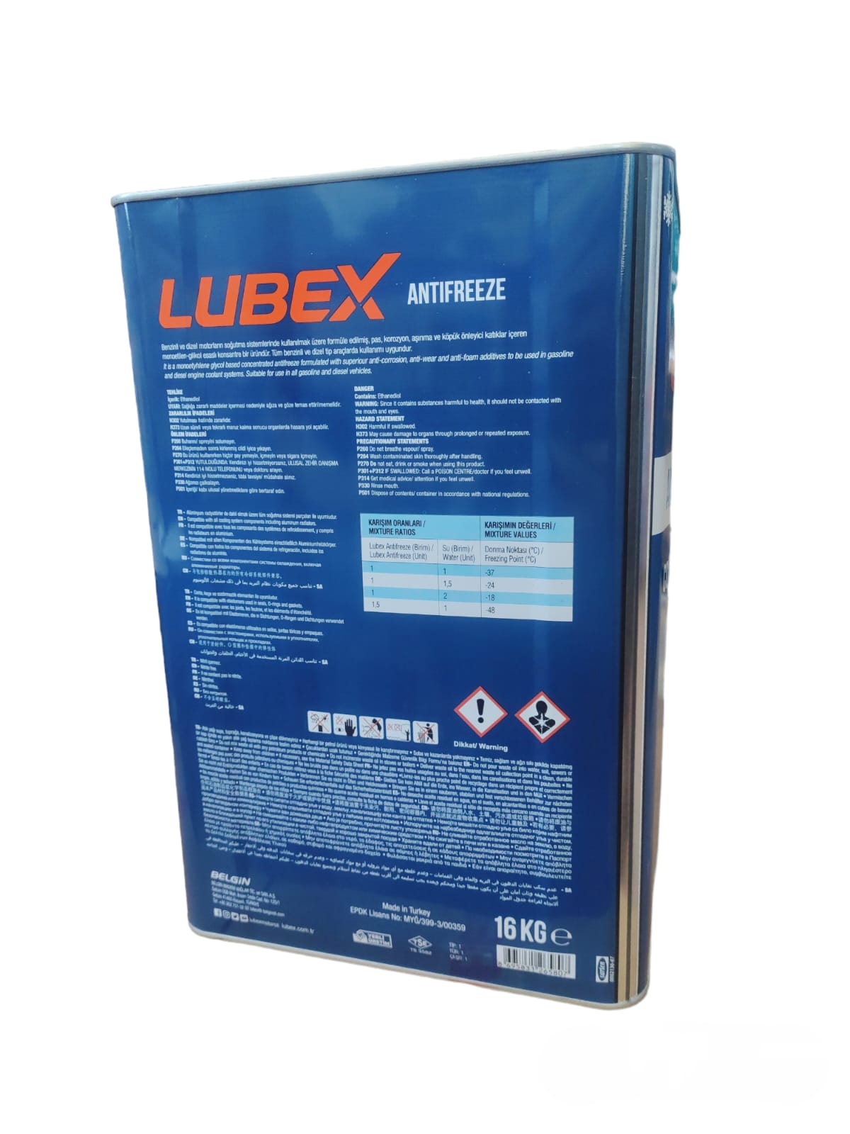 LUBEX ANTİFREEZE CONCENTREATED MAVİ 15 KG TNK