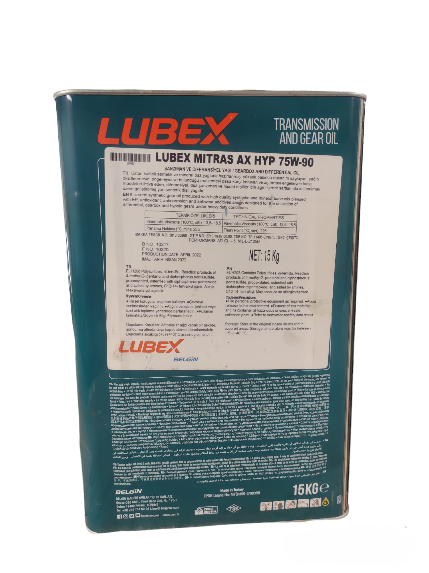 LUBEX MITRAS AX HYP 75W-90 15 KG TNK