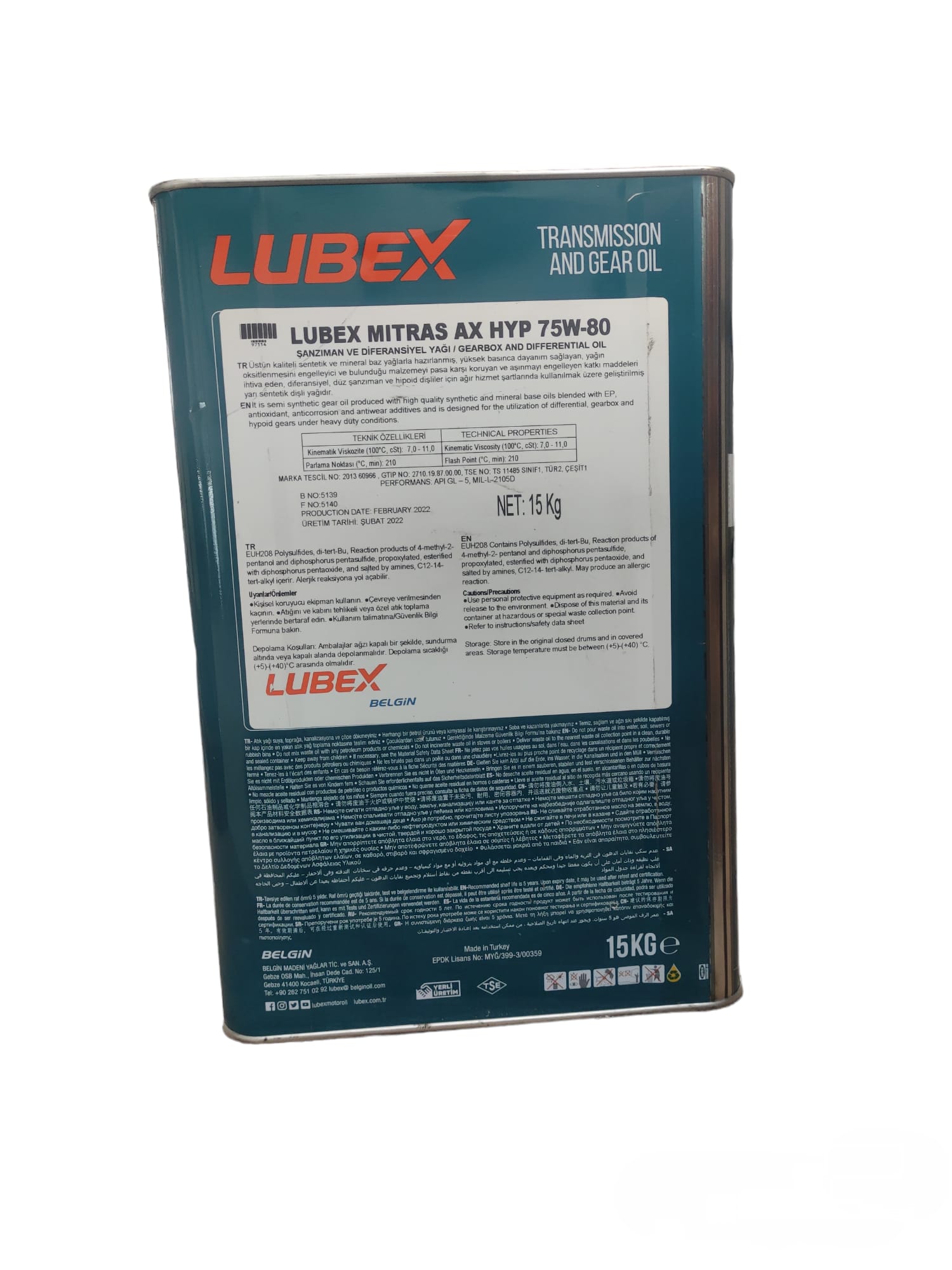 LUBEX MITRAS AX HYP 75W-80 15 KG TNK