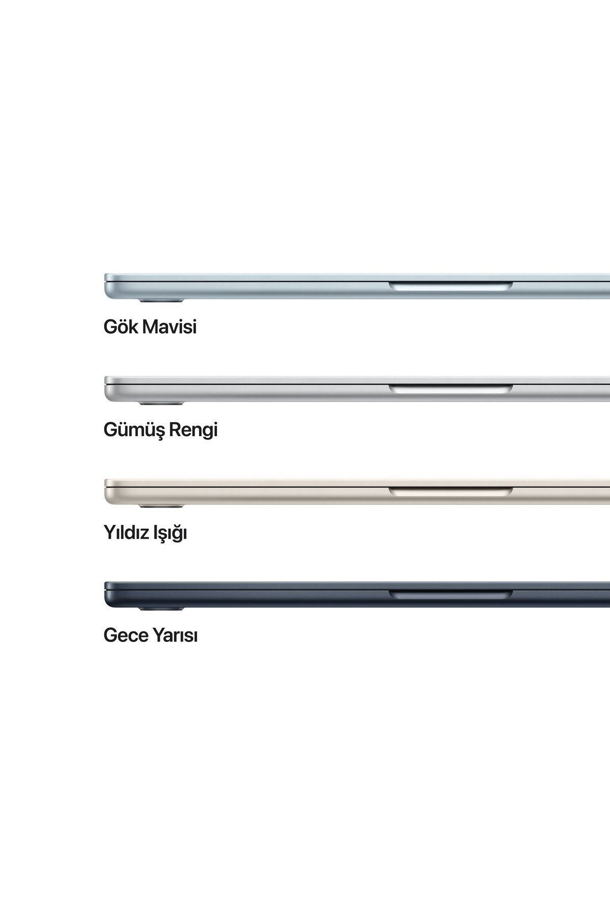 13" MacBook Air: Apple M4 chip with 10-core CPU and 8-core GPU, 16GB, 256GB SSD - Gece Yarısı