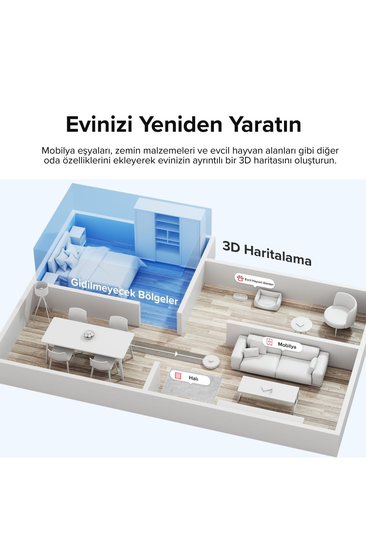 S8 Sonic Mopping Akıllı Robot Süpürge - Beyaz