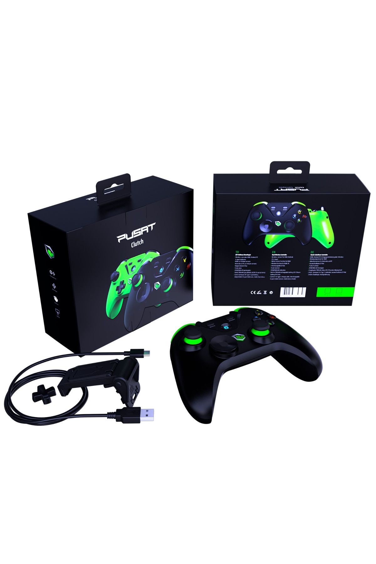 Clutch Titreşim Geri Bildirimli Çift Mod Kablosuz (BLUETOOTH VE 2.4 GHZ) Gamepad - Siyah