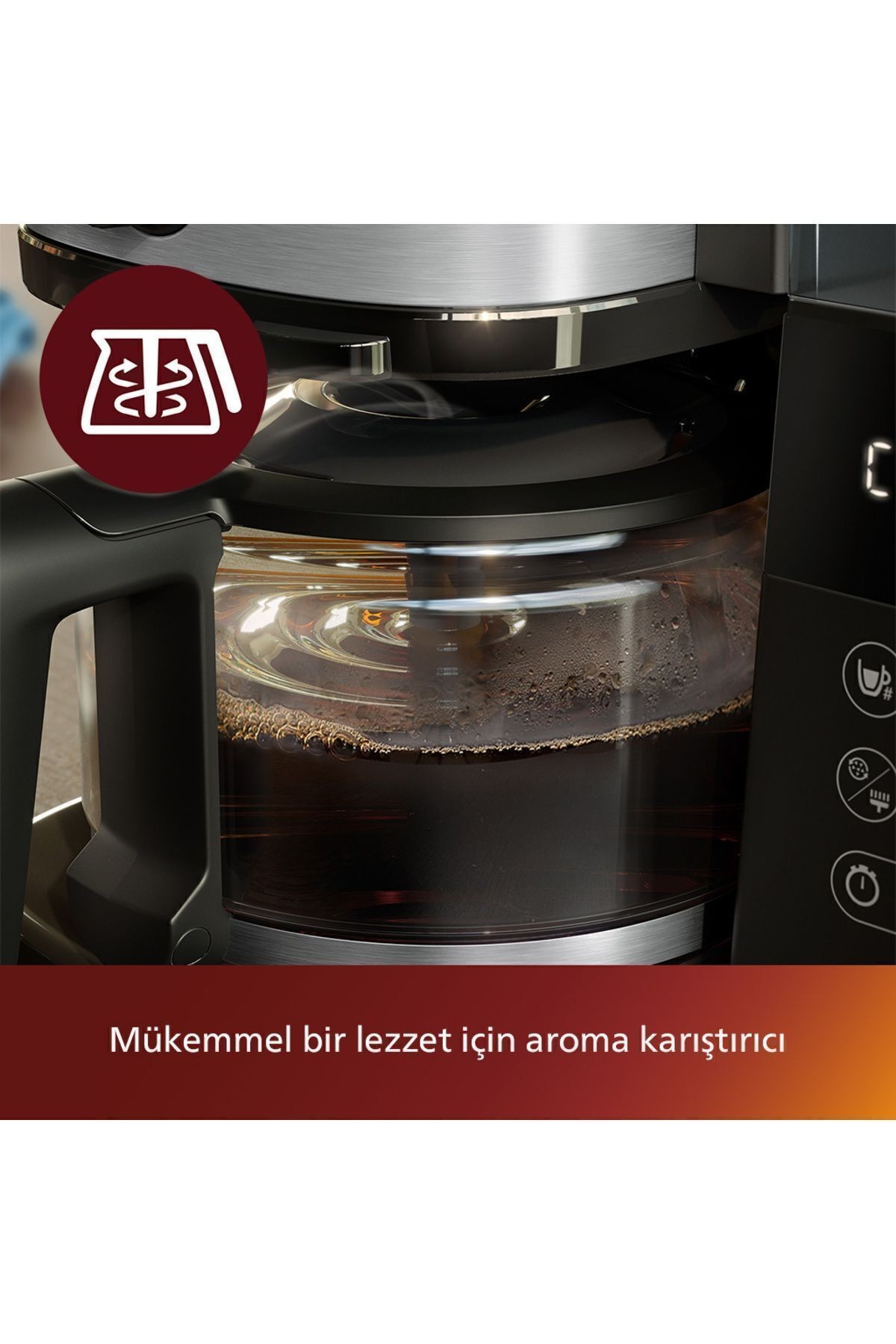 All-In-1 Brew Öğütücülü Filtre Kahve Makinesi, Kahve Çekirdeği Haznesi, Cam Sürahi, HD7888/01
