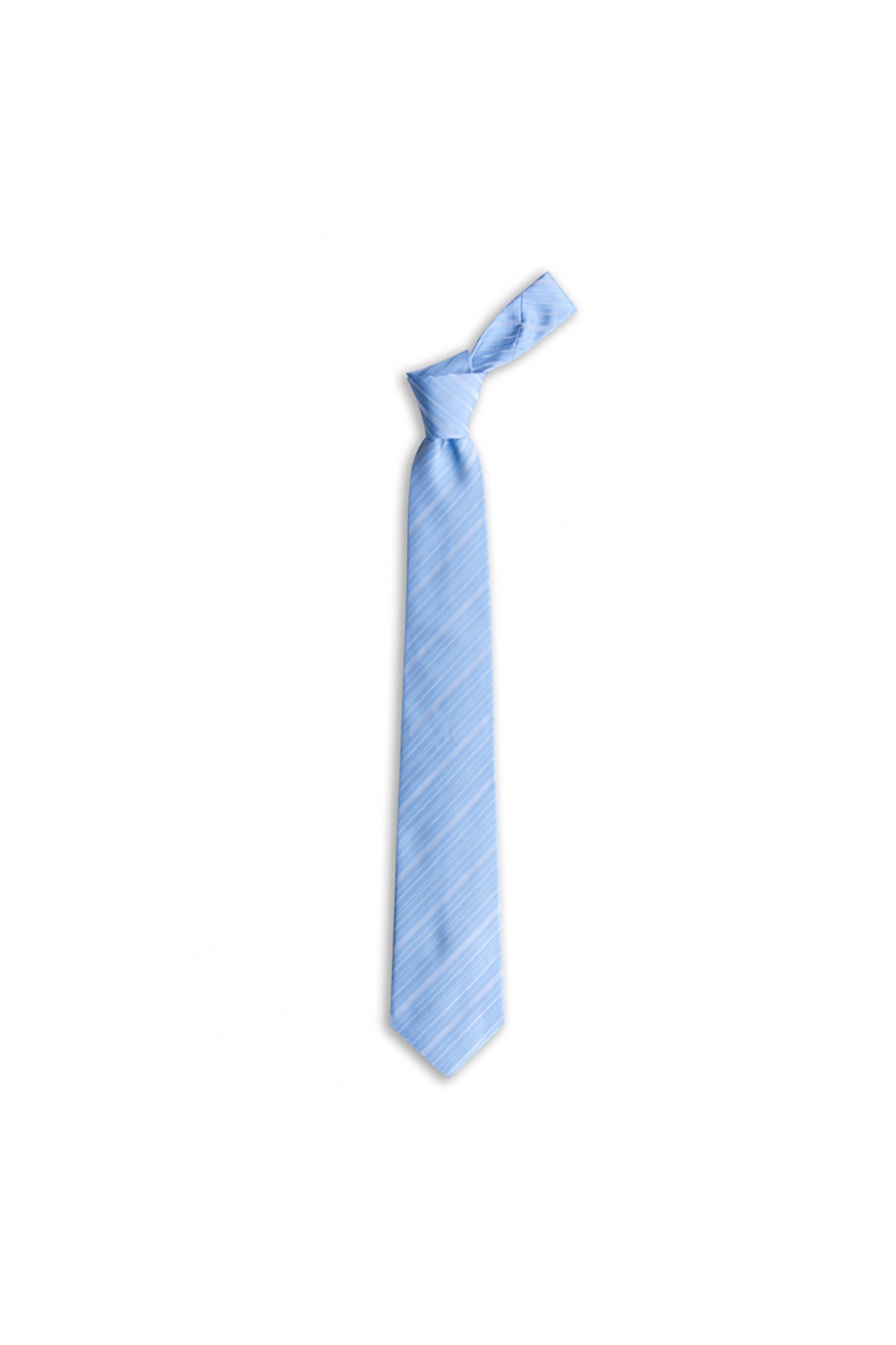 İnce çizgili 8 cm genişliğinde klasik ipek kravat