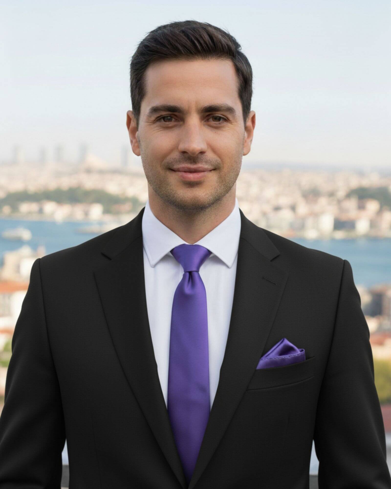 1001 Kravat 8 Cm Genişlikte Saten Lila Kravat Ve Mendil Seti 