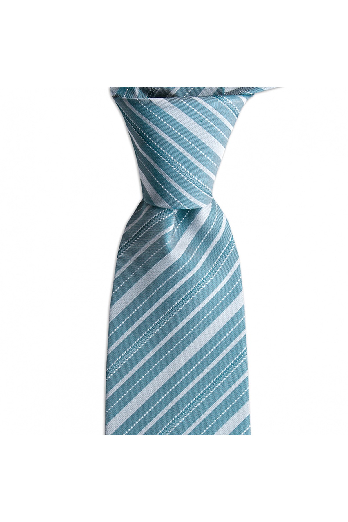 İnce çizgili 8 cm genişliğinde klasik ipek kravat - Yeşil