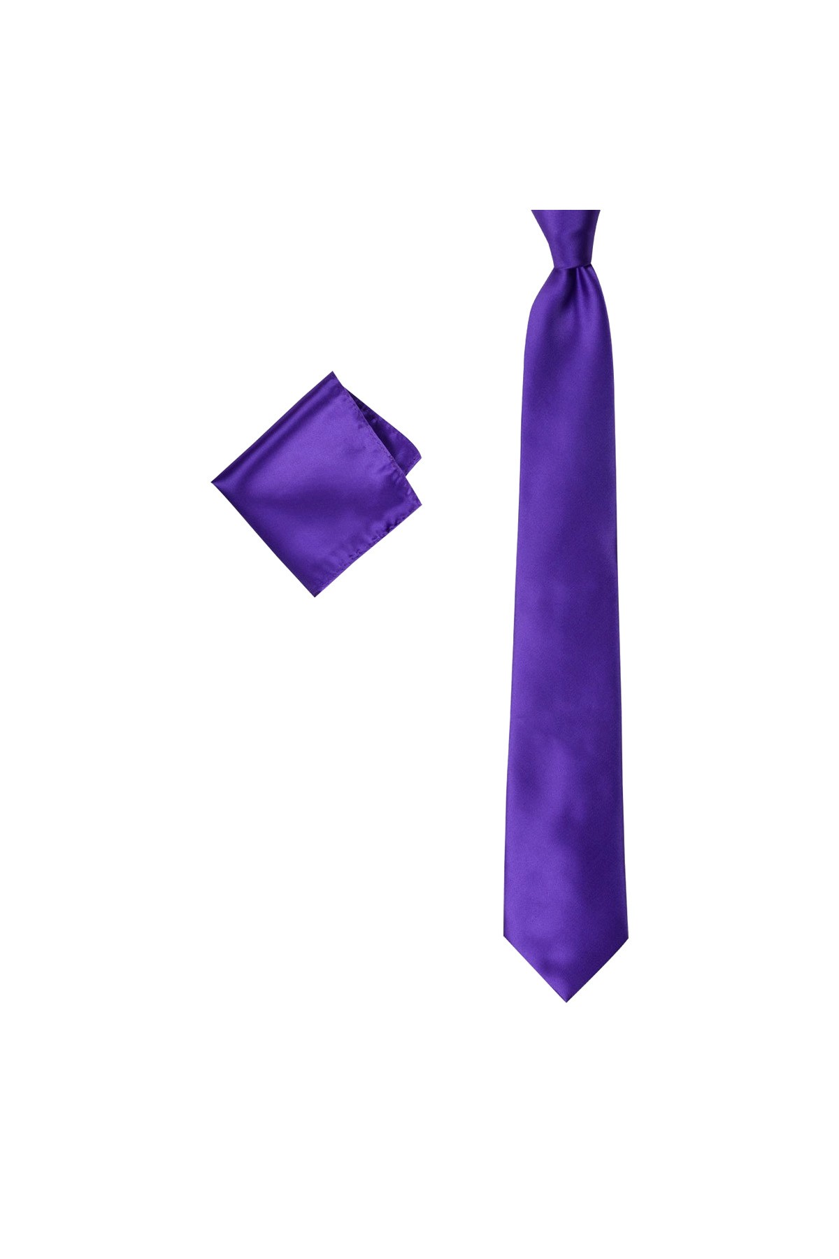 Klasik 8 cm genişliğinde mendilli kravat - Mürdüm