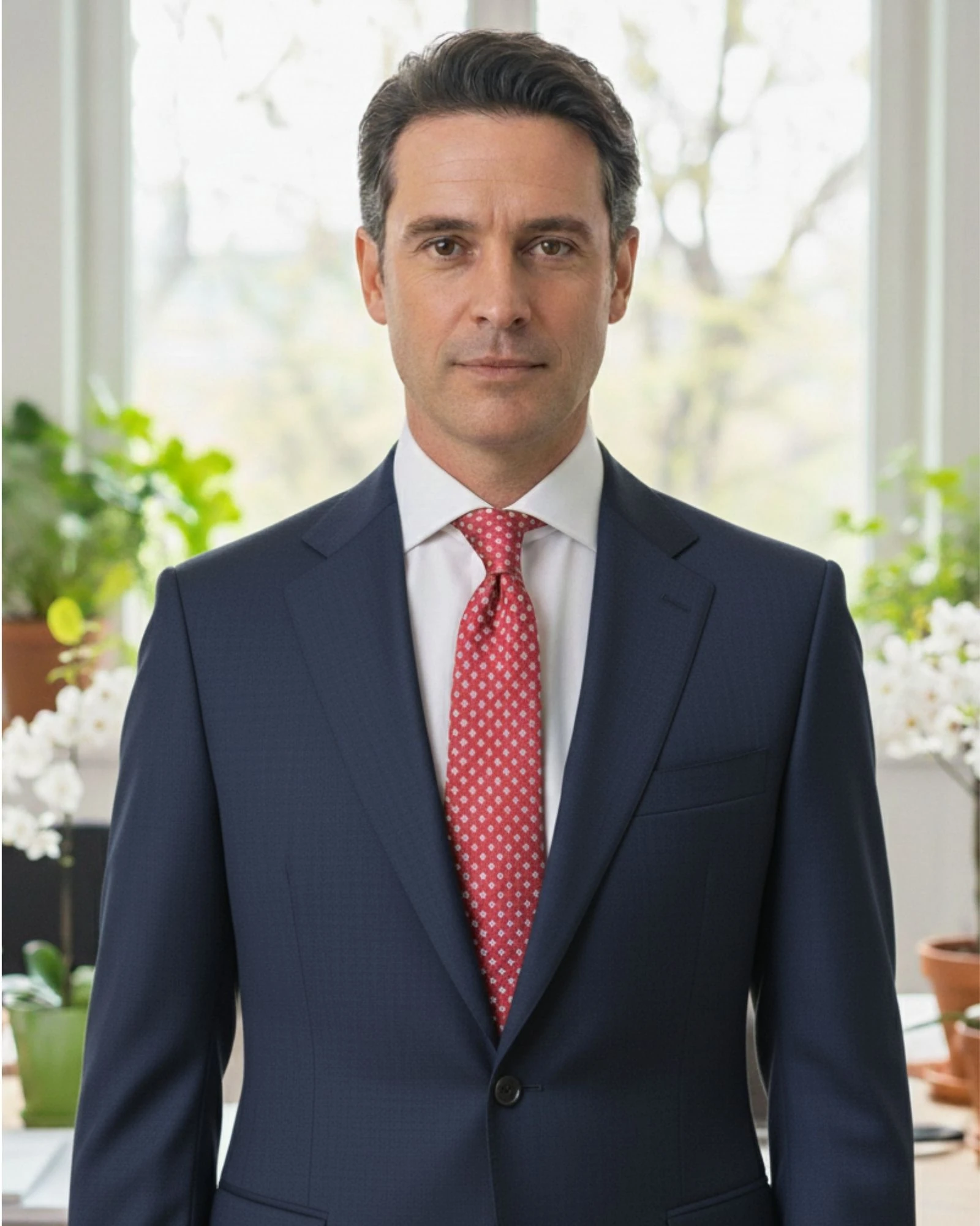 Çiçek Desenli 7,5 Cm Genişlikte Kırmızı İpek Kravat