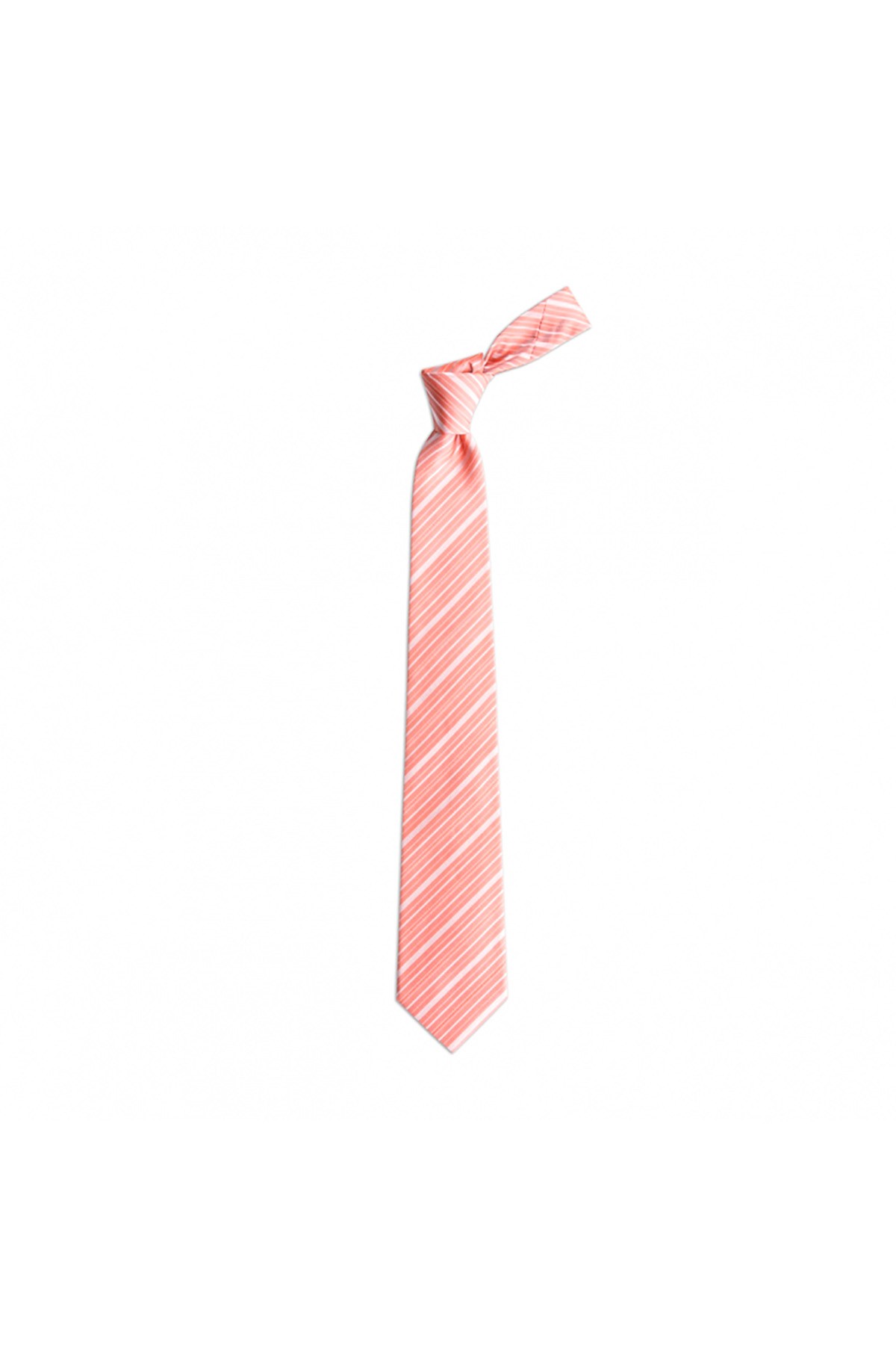 İnce çizgili 8 cm genişliğinde klasik ipek kravat - Turuncu