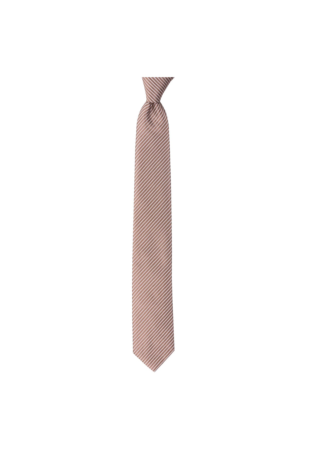 Çok çizgili 8 cm genişliğinde klasik kravat - Bej