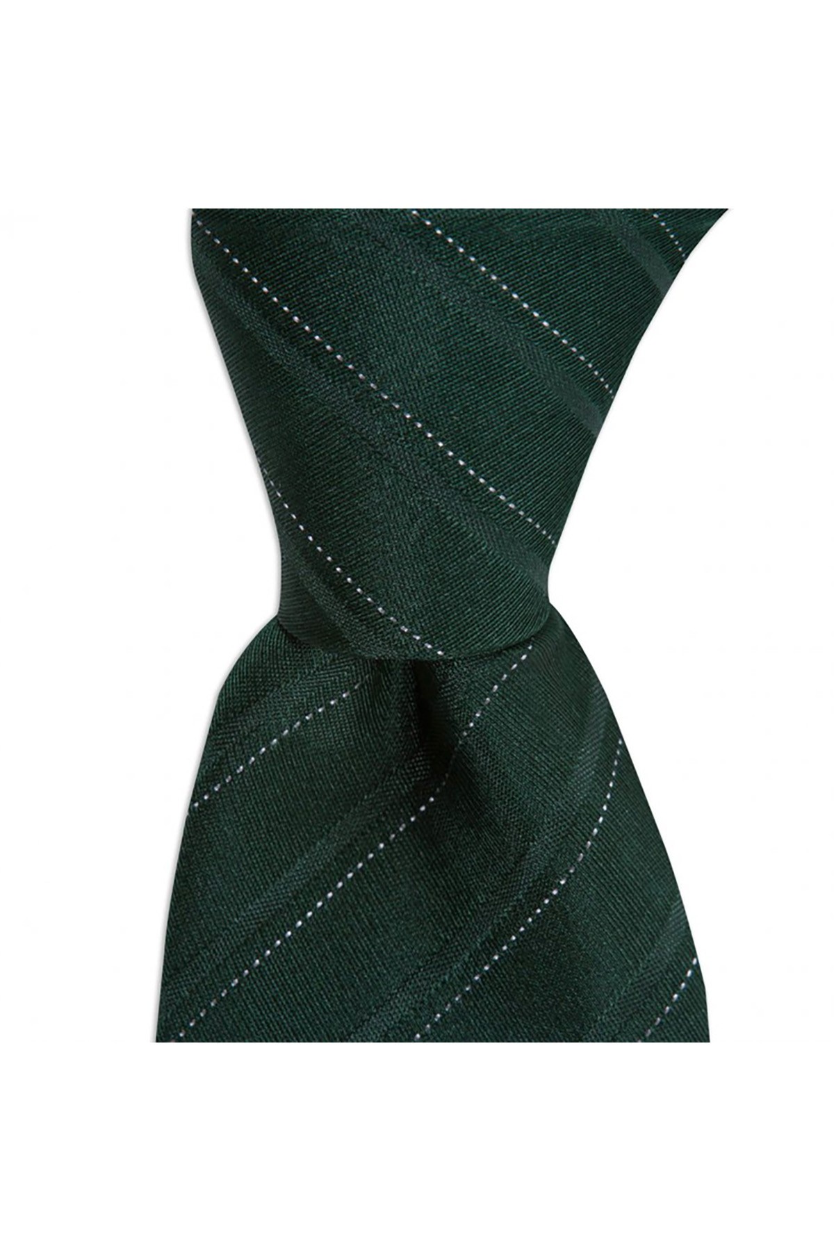 Klasik çizgili 8 cm genişliğinde ipek kravat - Koyu yeşil