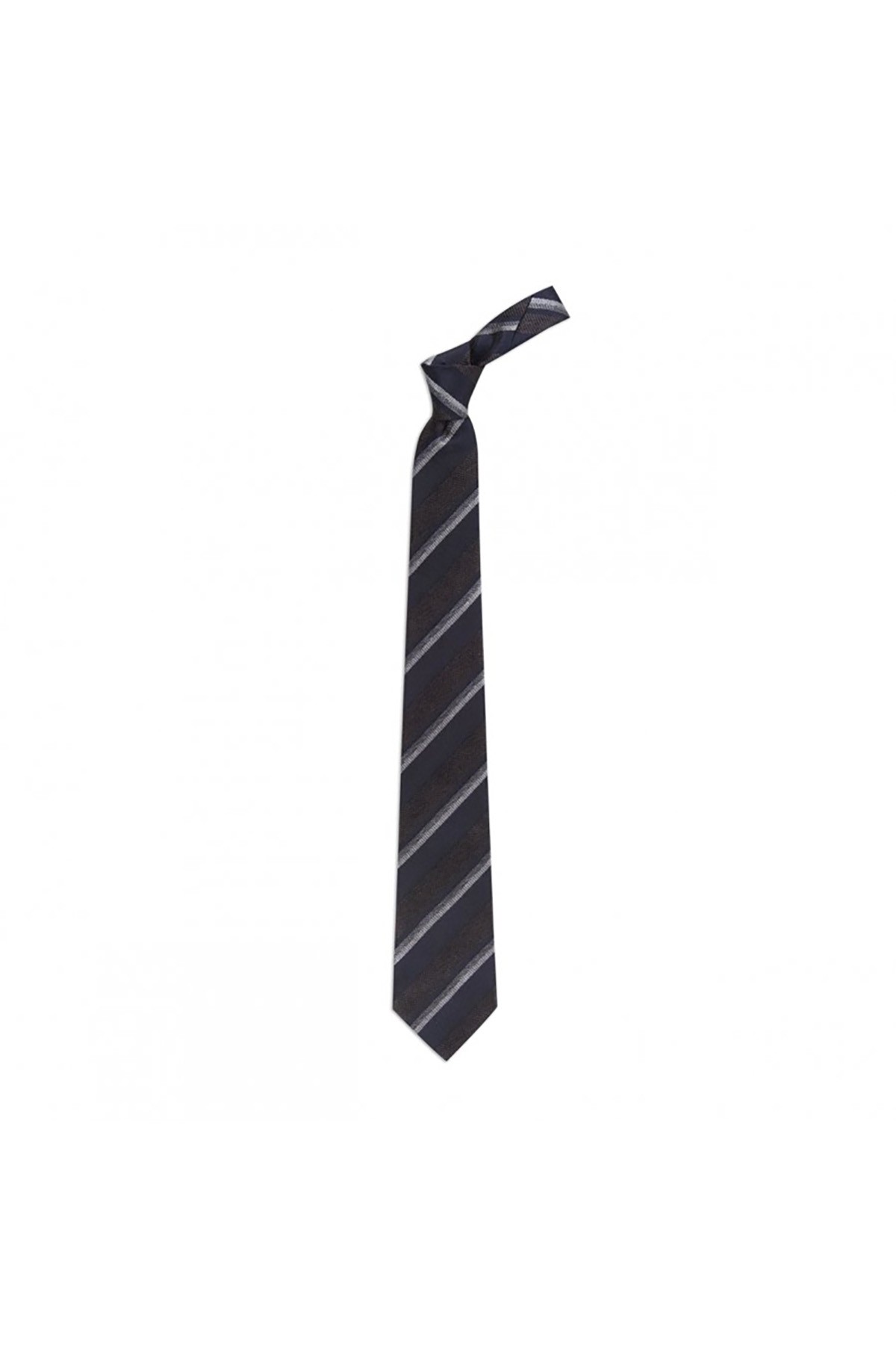 Desenli 8 cm genişliğinde yün ipek karışımlı kravat - Lacivert