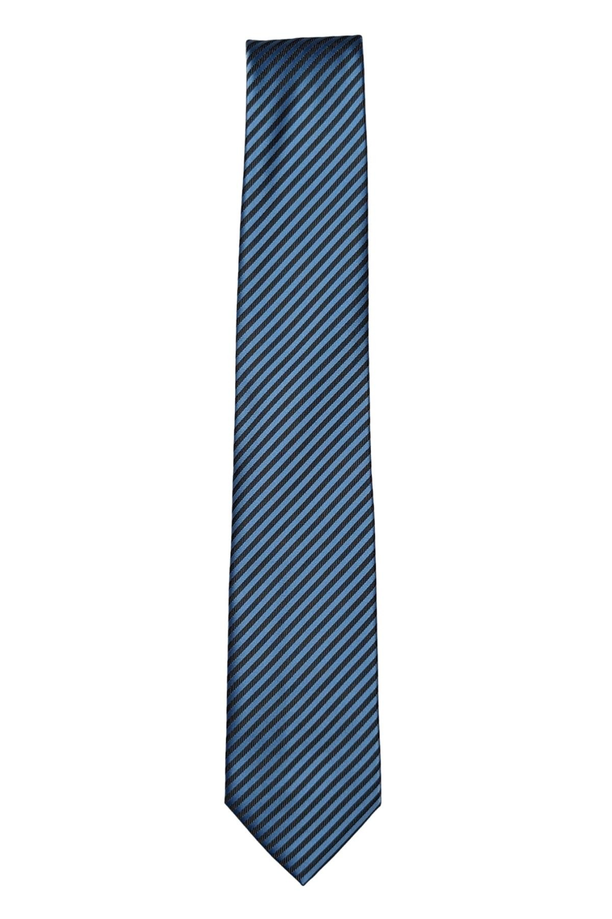 7 Cm Genişliğinde İnce Çizgili Kravat - Açık mavi