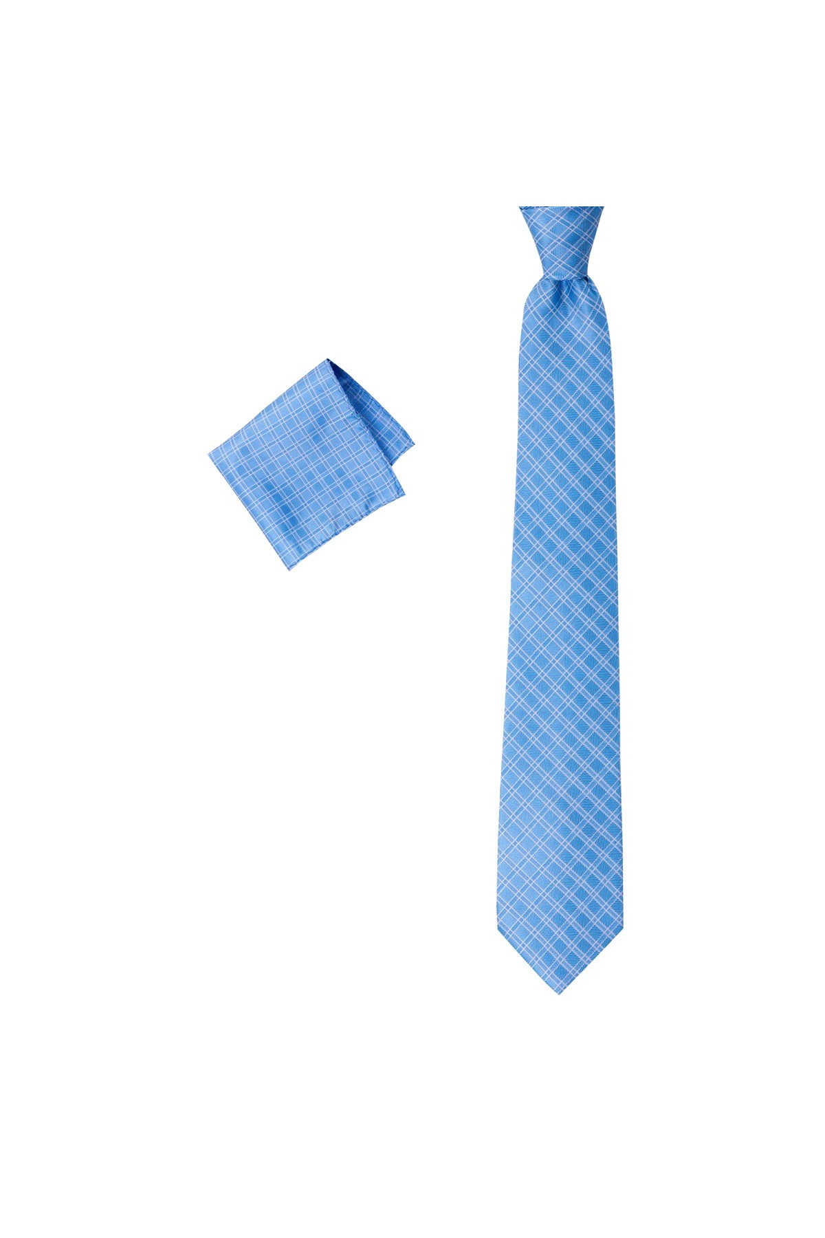 Klasik desenli 8 cm genişliğinde mendilli kravat