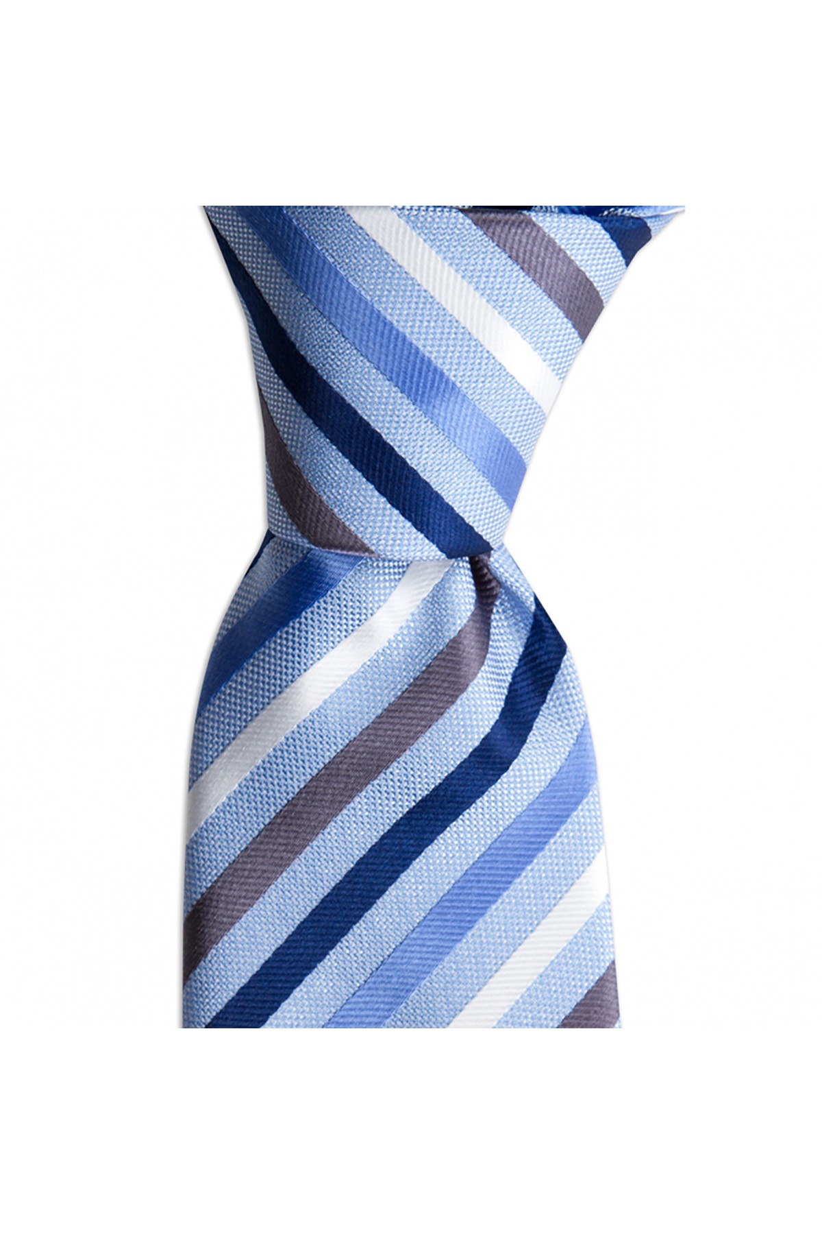 Çok çizgili 8 cm genişliğinde klasik kravat - Açık mavi