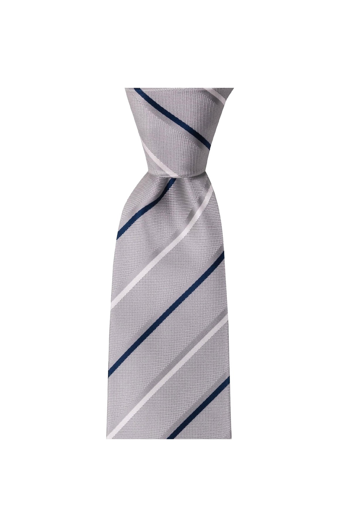 Çok çizgili 8 cm genişliğinde mendilli kravat