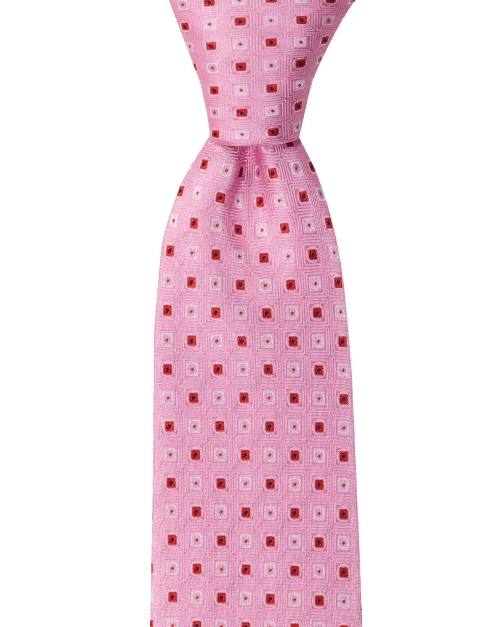 1001 Kravat 8 Cm Genişlikte Desenli Pembe Kravat Ve Mendil Seti 