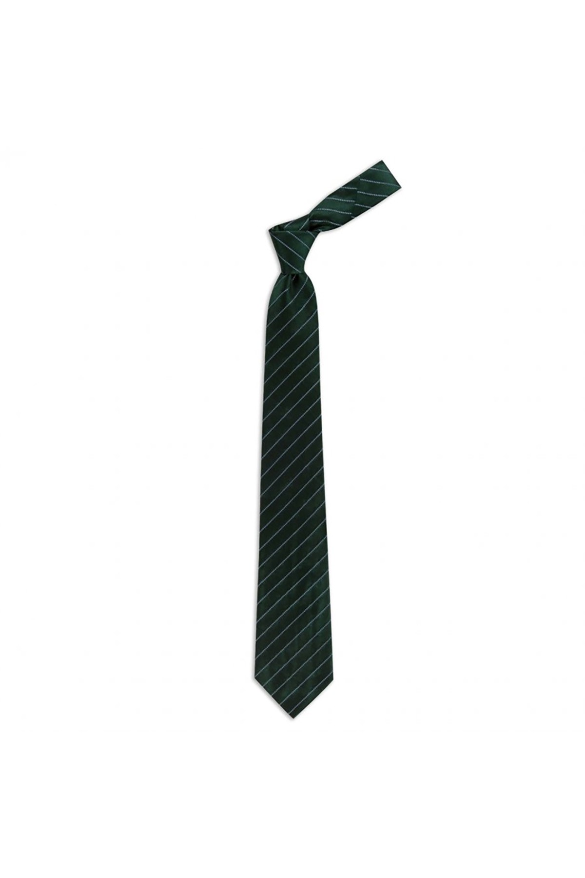 8 cm genişliğinde çizgili klasik ipek kravat - Koyu yeşil