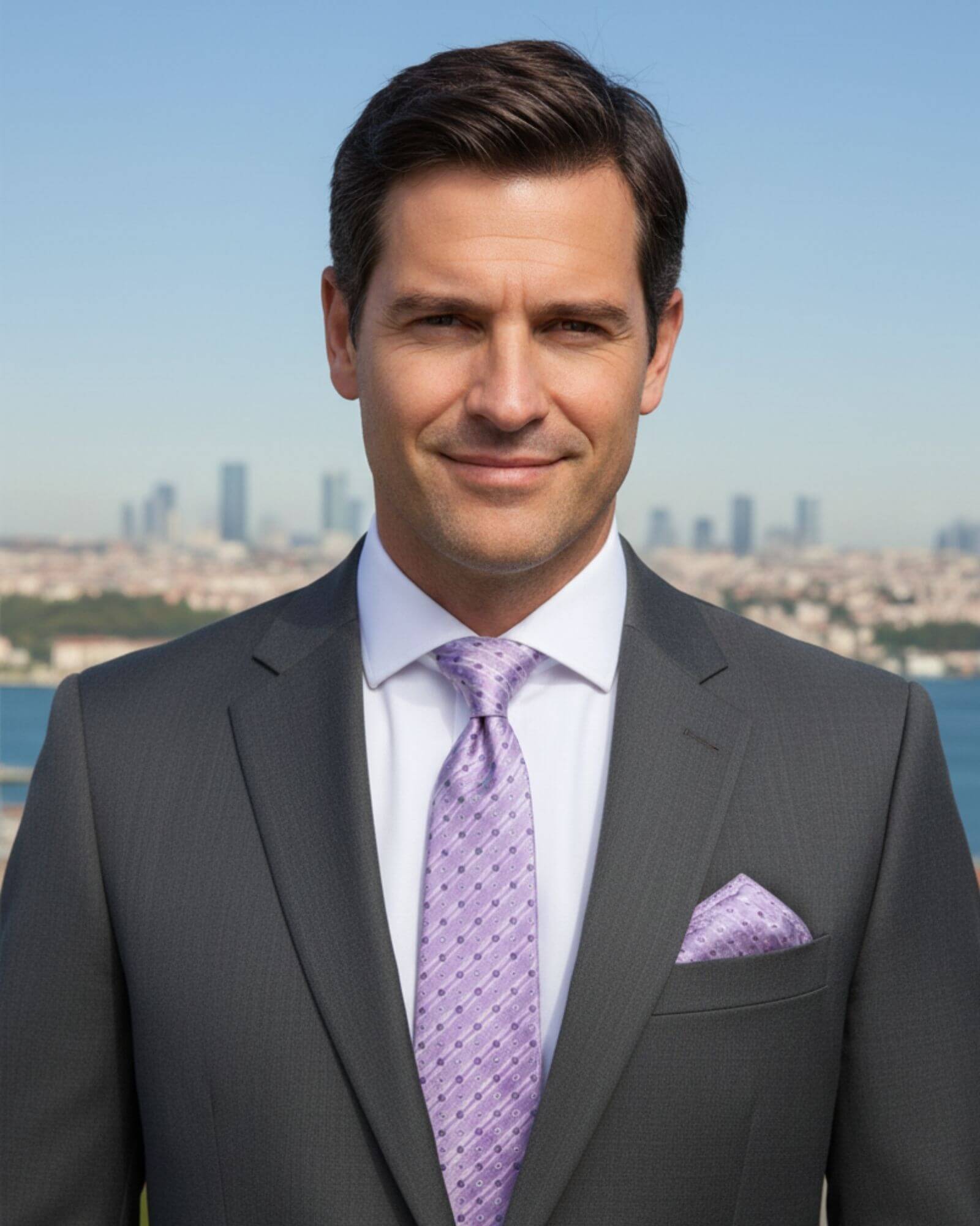 Klasik Desenli Mendilli Kravat ve Metal Kol Düğmeli Hediye Seti