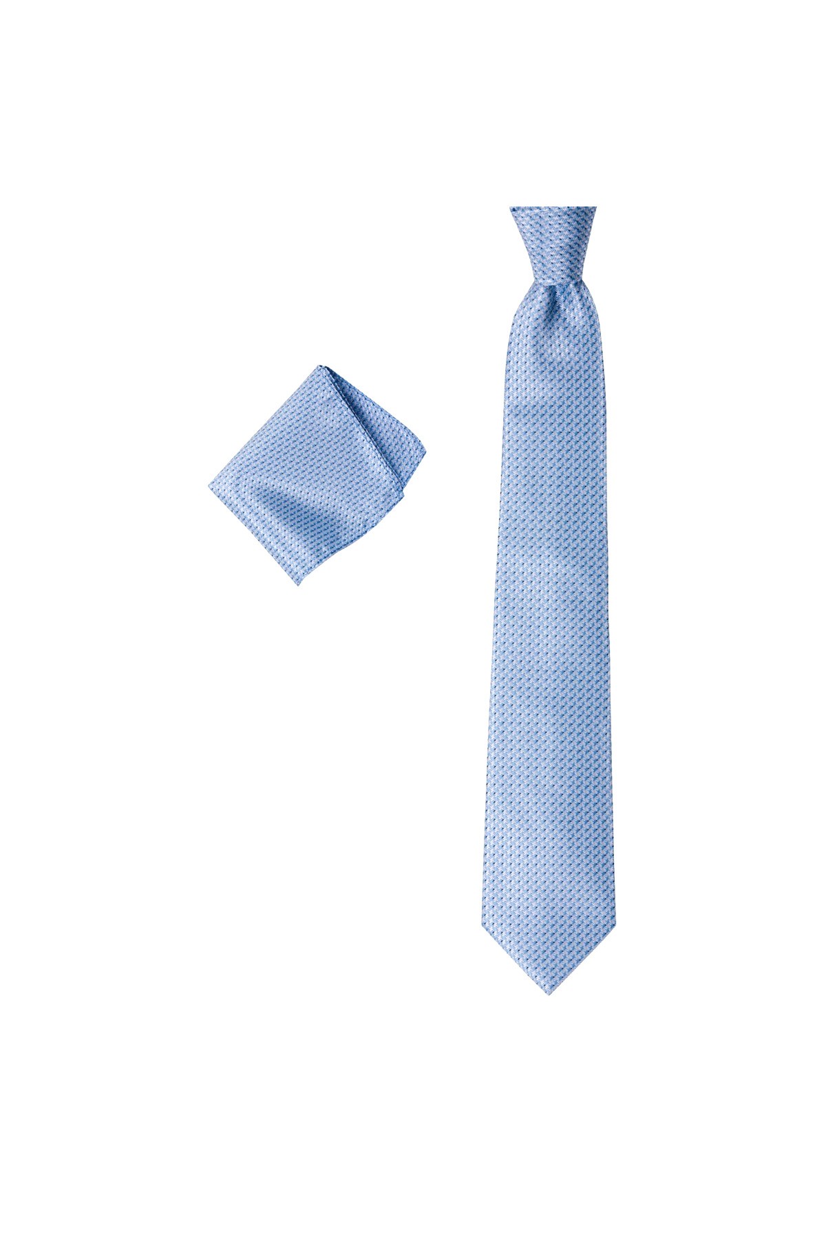 Mendilli 8 cm genişliğinde desenli kravat