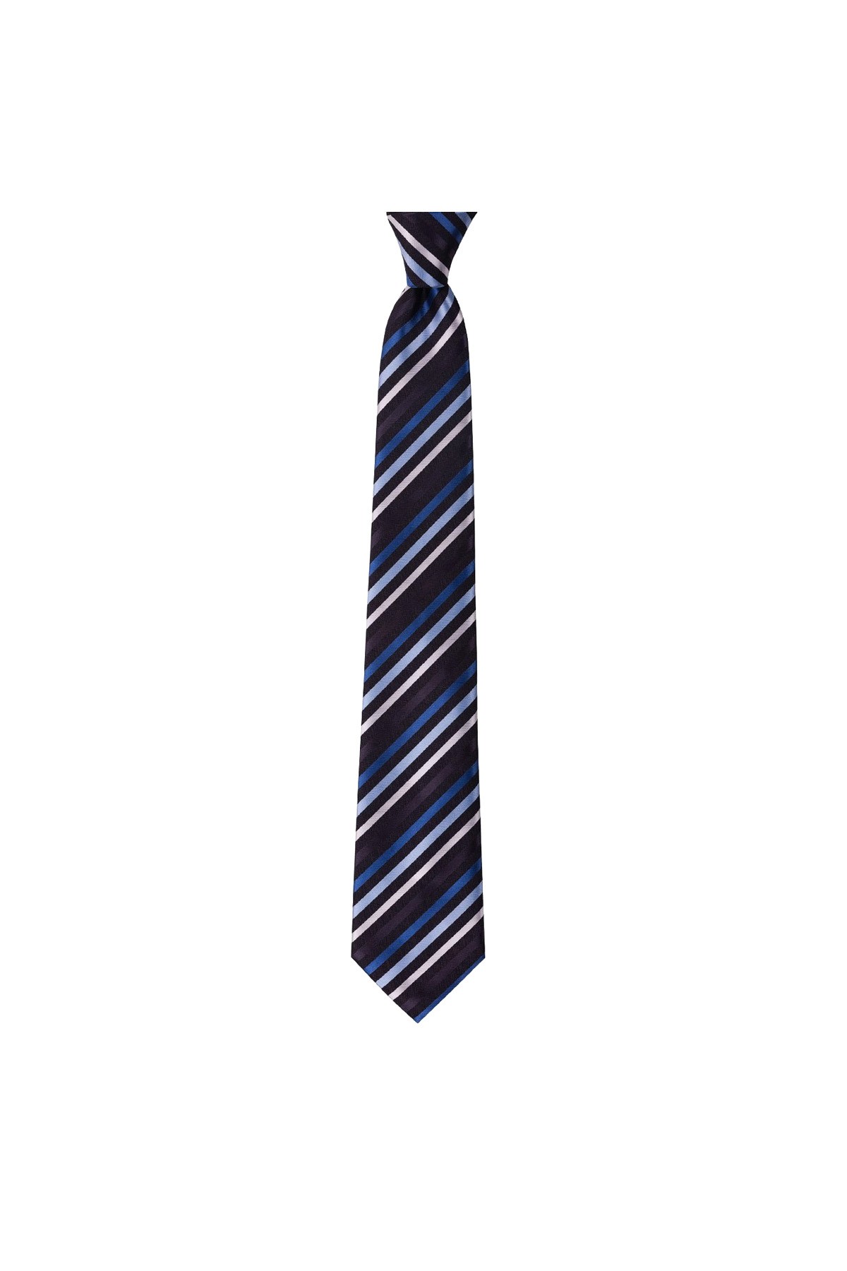 Çok çizgili 8 cm genişliğinde klasik kravat - Gri