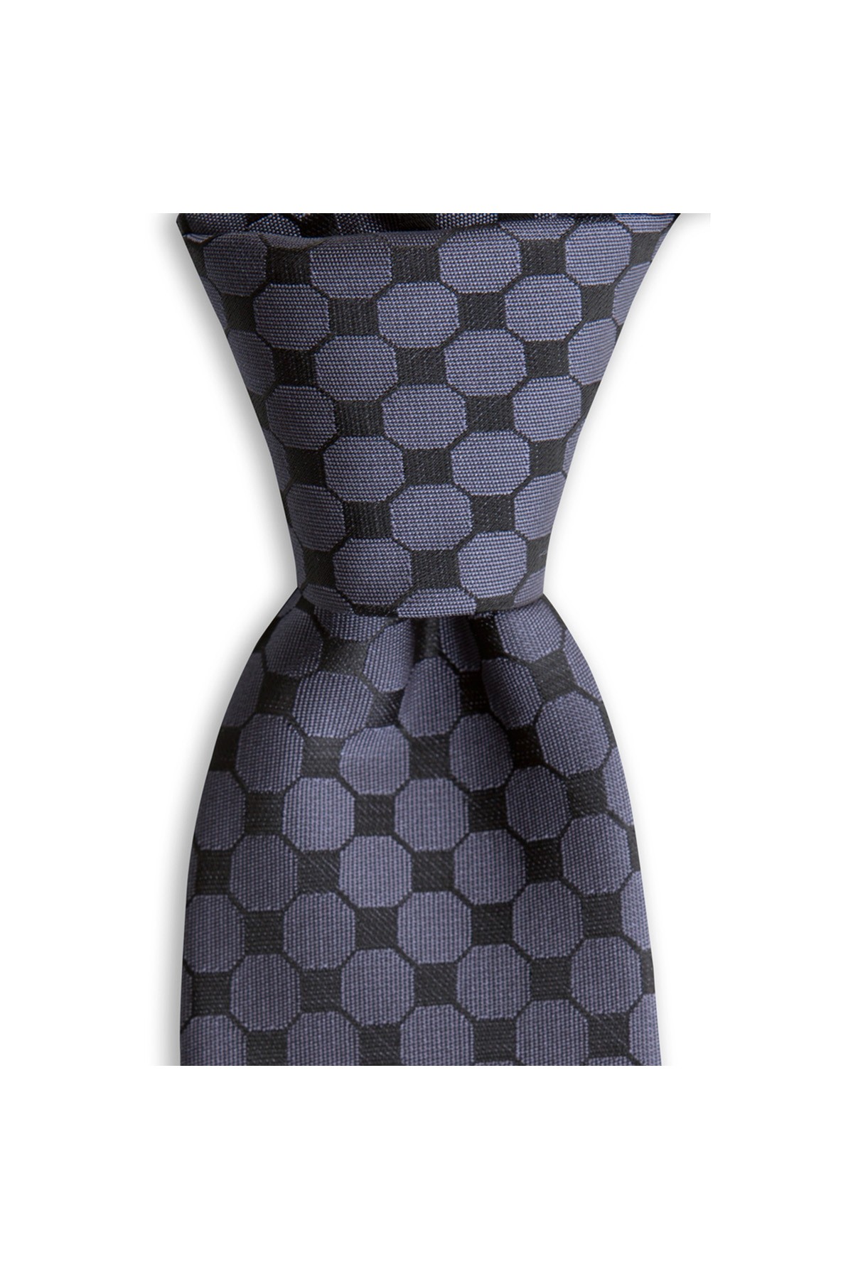 Geometrik desenli 8 cm genişliğinde kravat - Gri