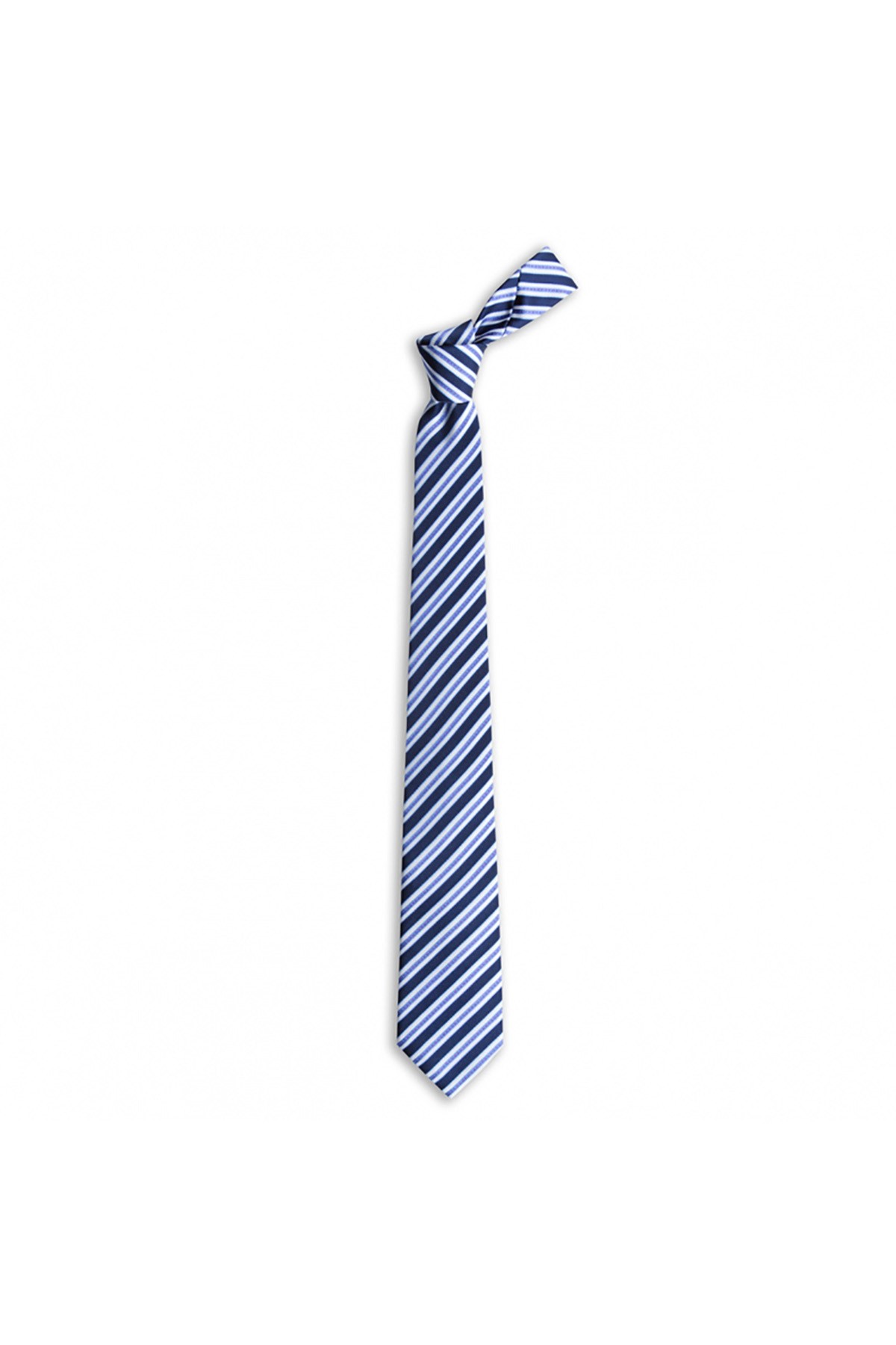 Çizgili 7,5 cm genişliğinde ipek kravat