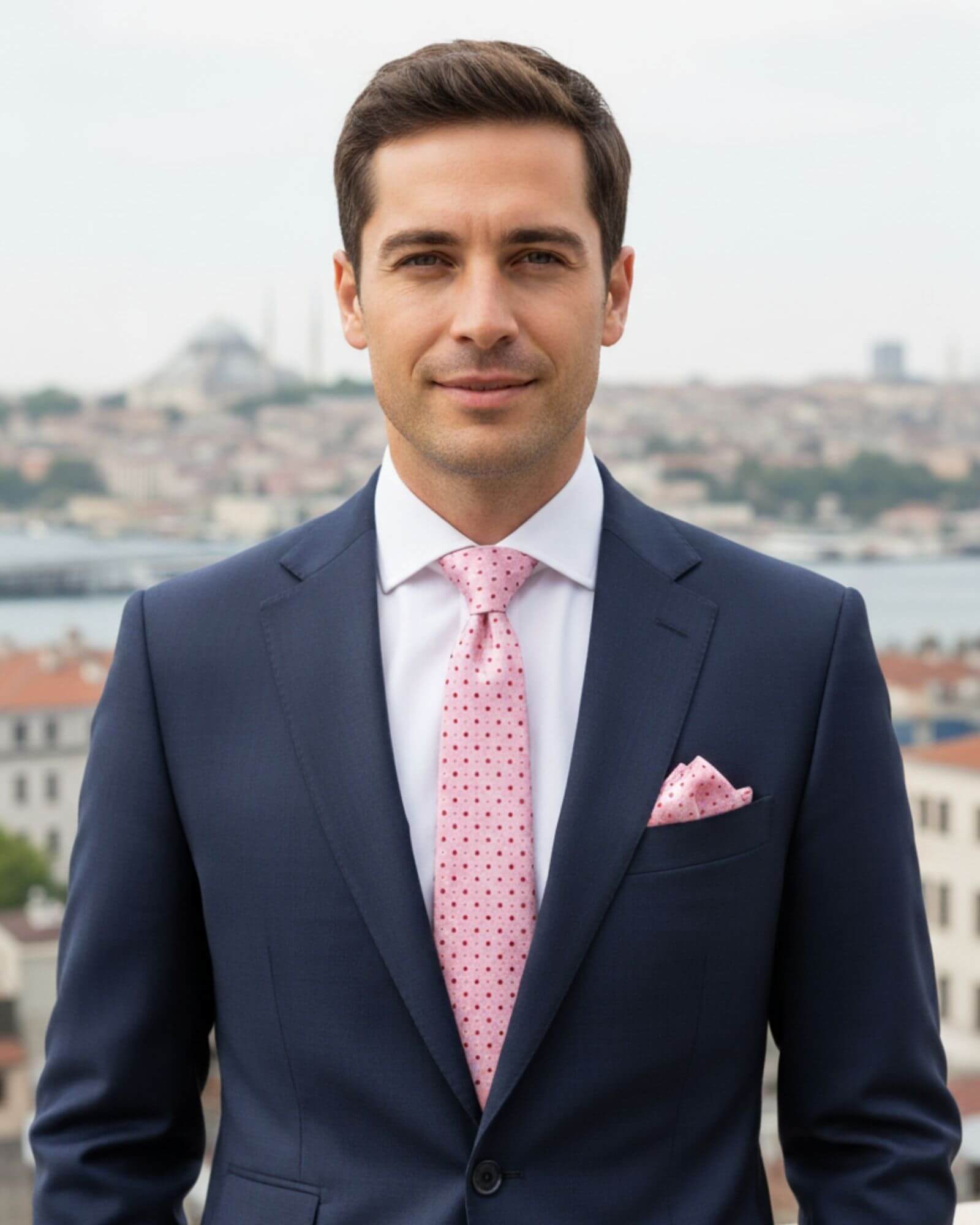 1001 Kravat 8 Cm Genişlikte Desenli Pembe Kravat Ve Mendil Seti 