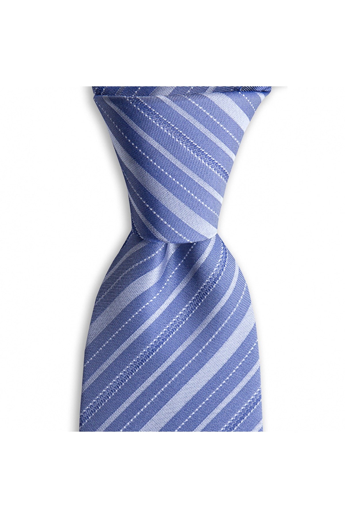 İnce çizgili 8 cm genişliğinde klasik ipek kravat - Lacivert